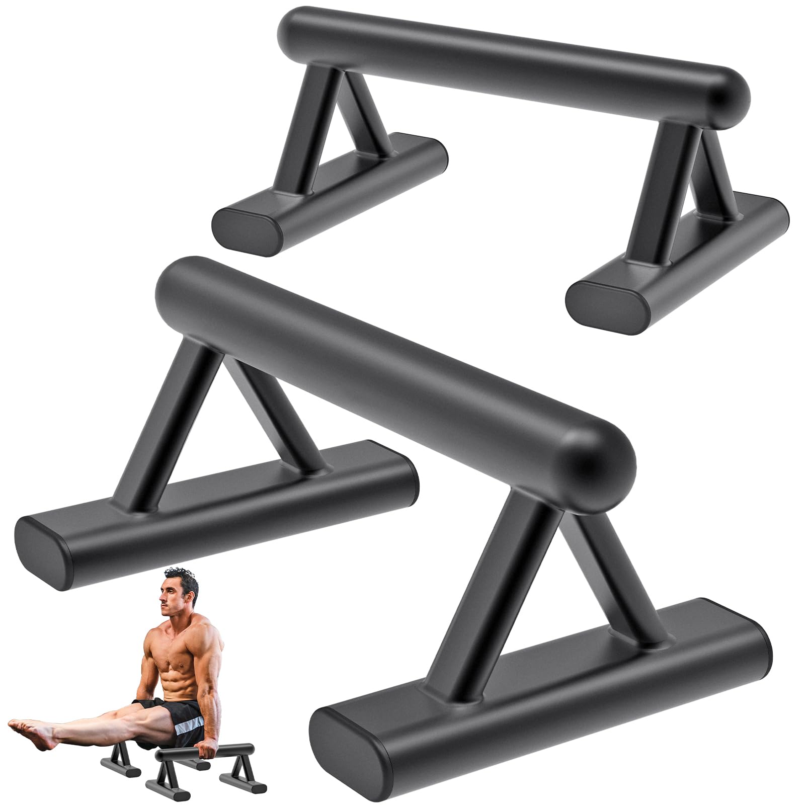 

SELEWAERE Metal Floor Workout Bars for Gymnastics and Steel Tubular Construction with Matte Paint 600 lb Weight Capacity Parallettes, Push-Up Handles,