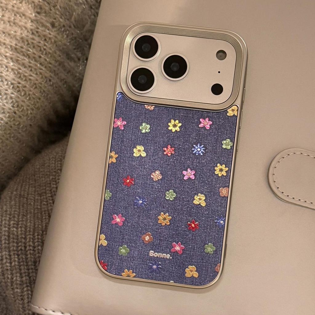 Kreativní pozlacený květinový kryt na telefon pro iPhone 16, iPhone 17 a iPhone 17 Pro Max