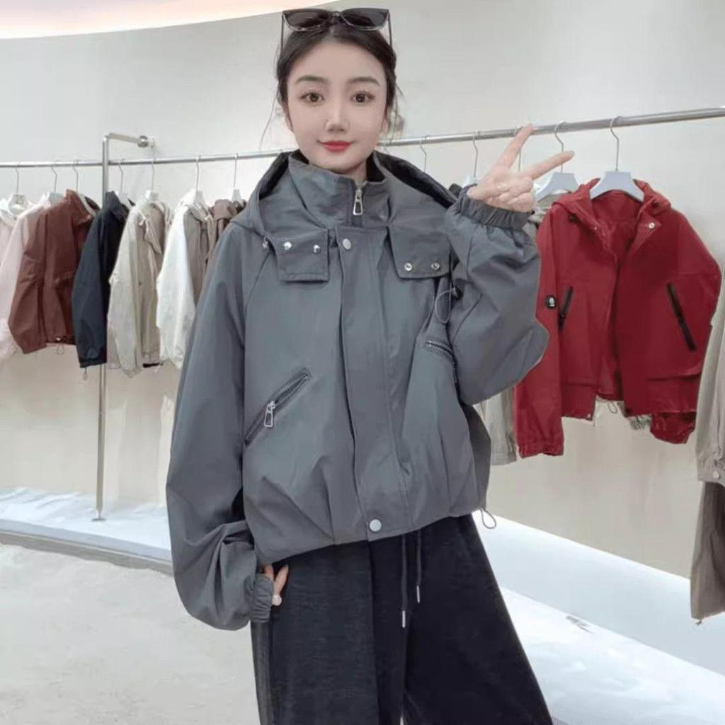 Stilvolle Damen-Kapuzen-Windbreaker-Jacke - Herbst 2025 Lockerer Schnitt Arbeitskleidungs-Stil für zierliche Größen