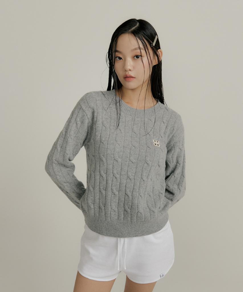 CITYBREEZE Essentials Logo Wappen Cable Knit_Grey