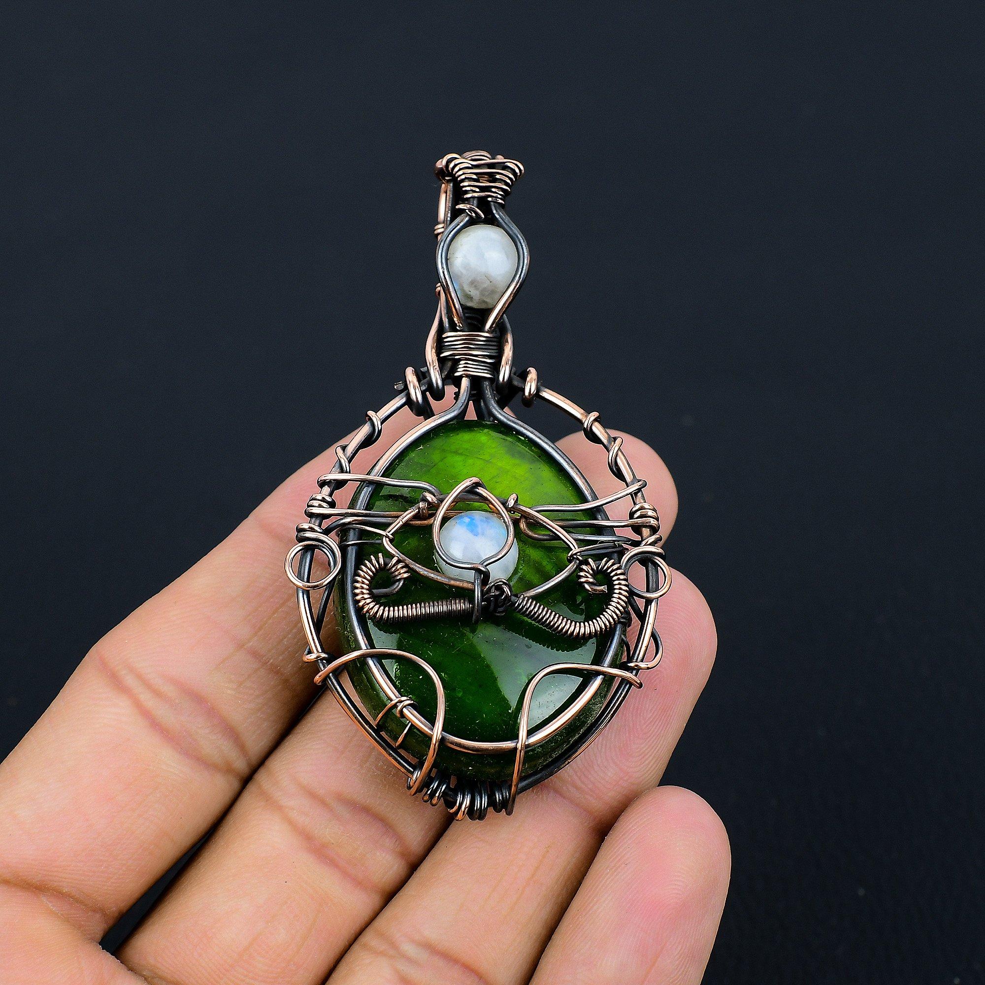 

Green Flash Labradorite & Evil Eye Pendant Gemstone Jewelry, 999 Copper Wire Wrapped Pendant, Handmade Jewelry Birthstone Pendant, Gift For Him 2.55 Inches