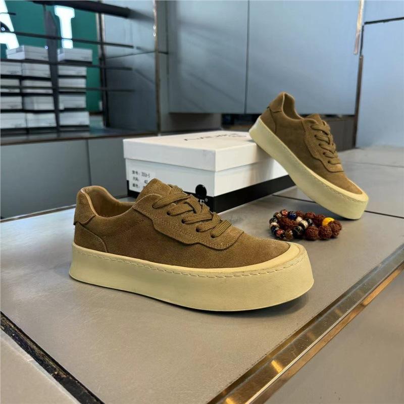 Comfortable thick-soled flat-soled leather casual sports shoes daily low-top summer new xs