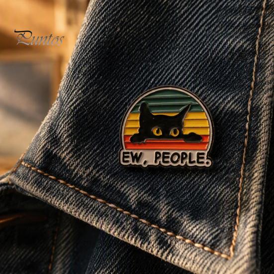 Animal Lapel Pin Cartoon Black Cat Brooch Pin, Enamel for Canvas Bags Men Women, Decorative Badge Clothing Scarves Sweaters Metal Jackets Pins