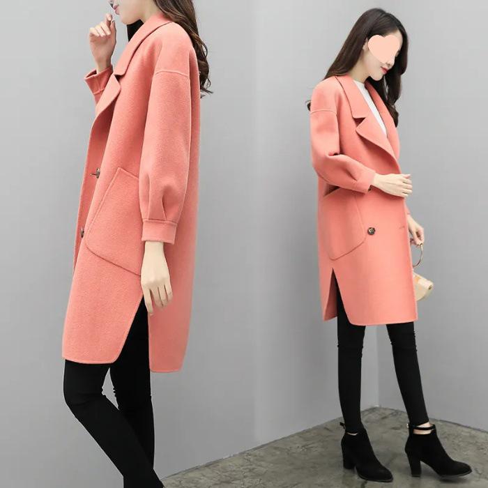 2025 Autumn/Winter Purple Wool Lantern Sleeve Mid-Length Women's Coat