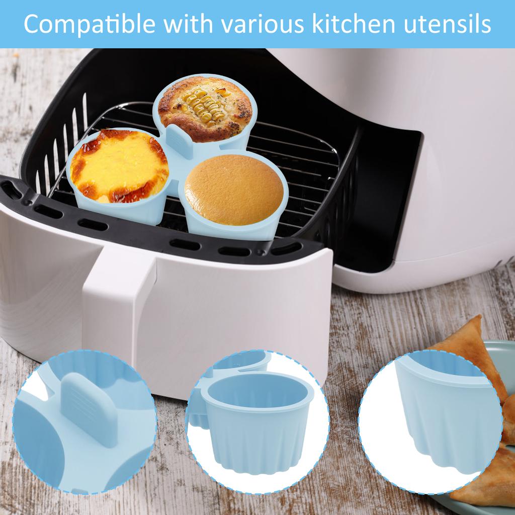 Silikon Heißluftfritteusen-Förmchen Wiederverwendbare Heißluftfritteusen-Backform mit Griff-Ohr Langlebige Antihaft-Eierform Tasse zum Backen Küche Zuhause