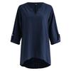 Women's European & American V-Neck Cotton-Linen Long Sleeve Button-Down Shirt - Autumn/Winter