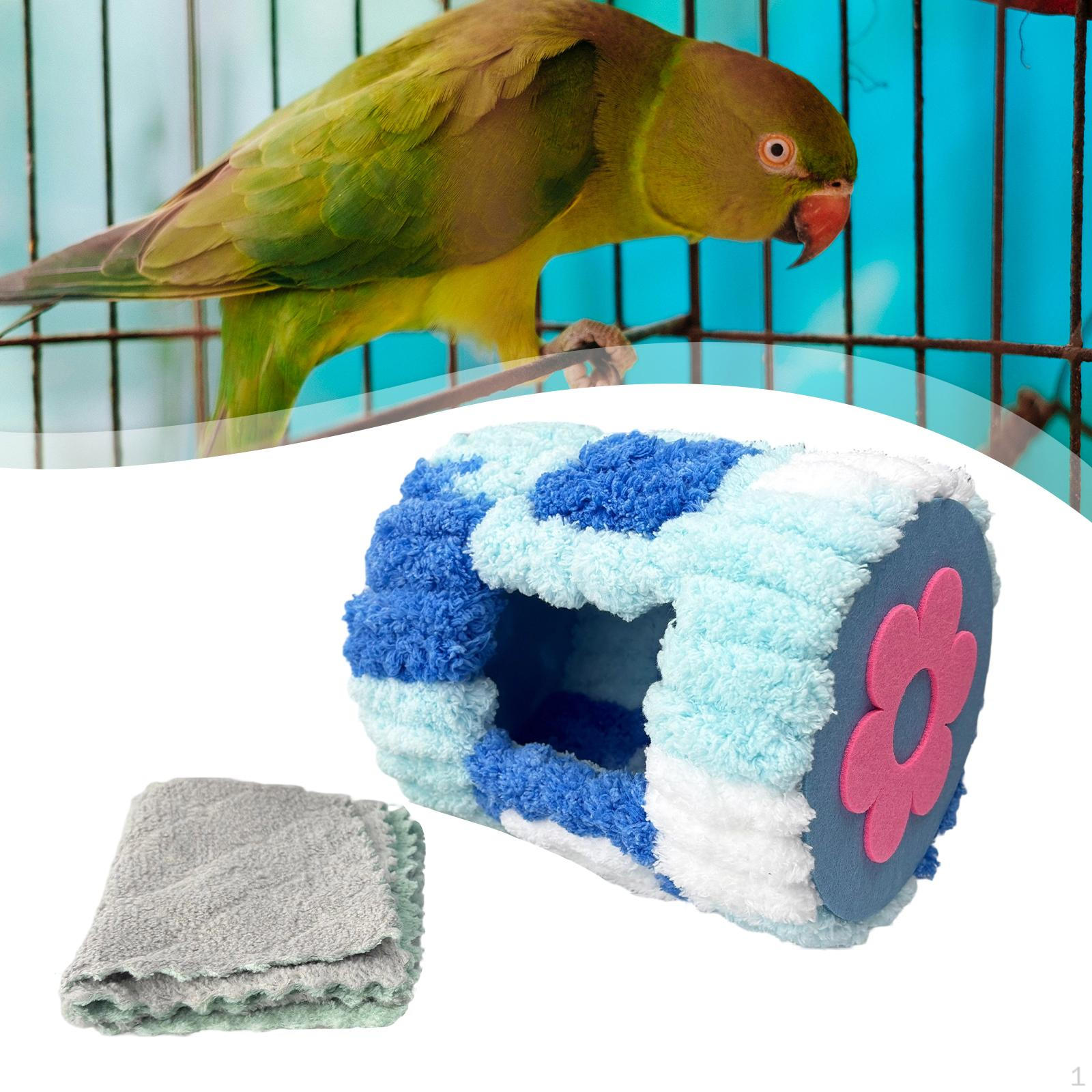 

Winter Warm Bird Nest Hideaway Cage Accessory Decorative Shed Hut Parrot Bed for Conures, blue