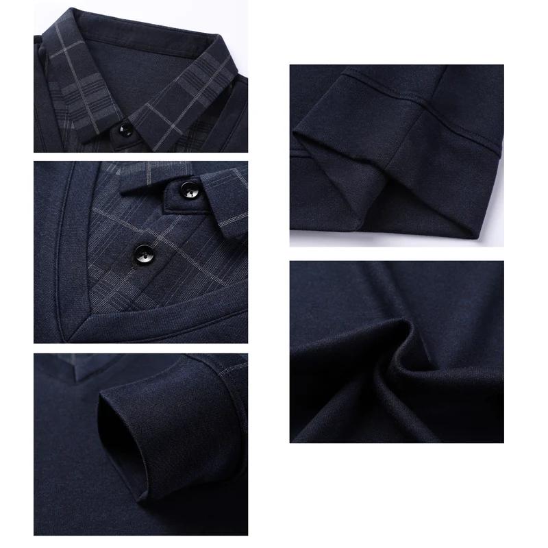 Browon New T Shirt Men Turn-Down Collar Fashion Plaid Print T-Shirts Male 2025 Spring And Autumn Long Sleeve Business Men Clothe