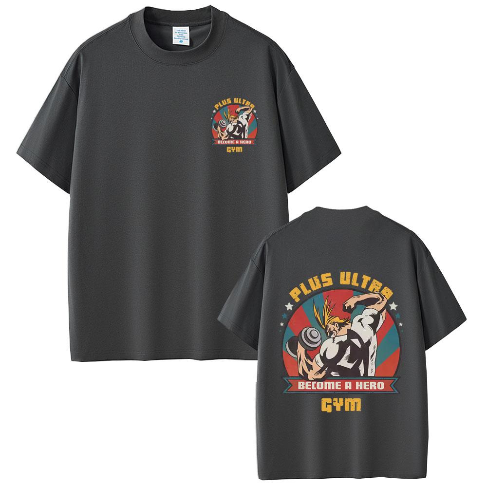 Anime My Hero Academia All Might Plus Ultra Gym Graphic Tshirts Unisex Women Fitness Casual Cotton Y2K Tee Male Vintage Streetwear