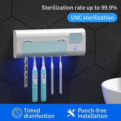 UV Toothbrush Sanitizer Toothbrush Holder Wall Mounted with Sterilizer and Timing USB Charging UV