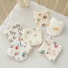 Six-Layer Saliva Towel, Water-Absorbing Soft Square Towel, Children'S Zou Cloth Small Towel, Pleated Printed Handkerchief, Gauze, Hand Towel