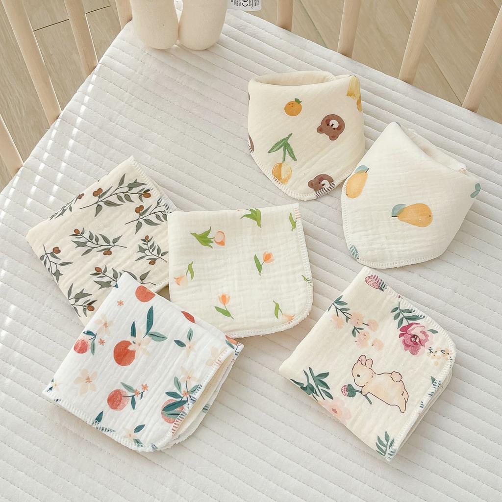 Six-Layer Saliva Towel, Water-Absorbing Soft Square Towel, Children'S Zou Cloth Small Towel, Pleated Printed Handkerchief, Gauze, Hand Towel