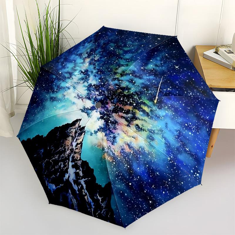 1pc Galaxy Mountains Fashionable Automatic Opening/Closing Folding Umbrella with 8 Bones, Windproof Portable, Daily Use47