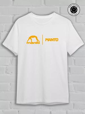 Manto White Crew Neck Short Sleeve T-Shirt with Yellow Wrestling Figures MANTO