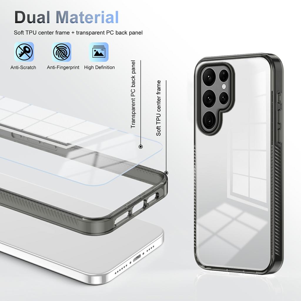 For Samsung Galaxy S22 Ultra 5G Clear Phone Case TPU PC Anti-slip Drop-proof Back Cover