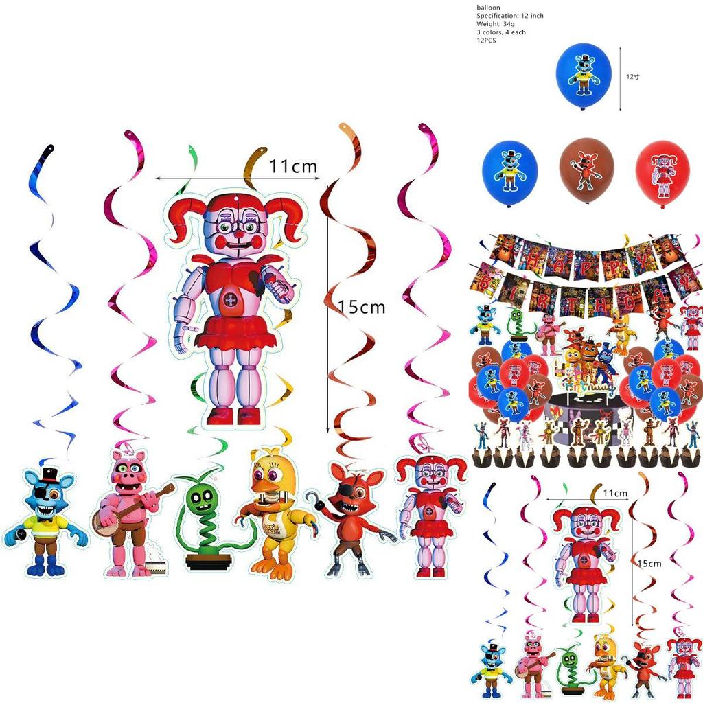 Lebendiger Five Nights At Freddy's Luftballon-Banner für eine verbesserte Geburtstagsatmosphäre