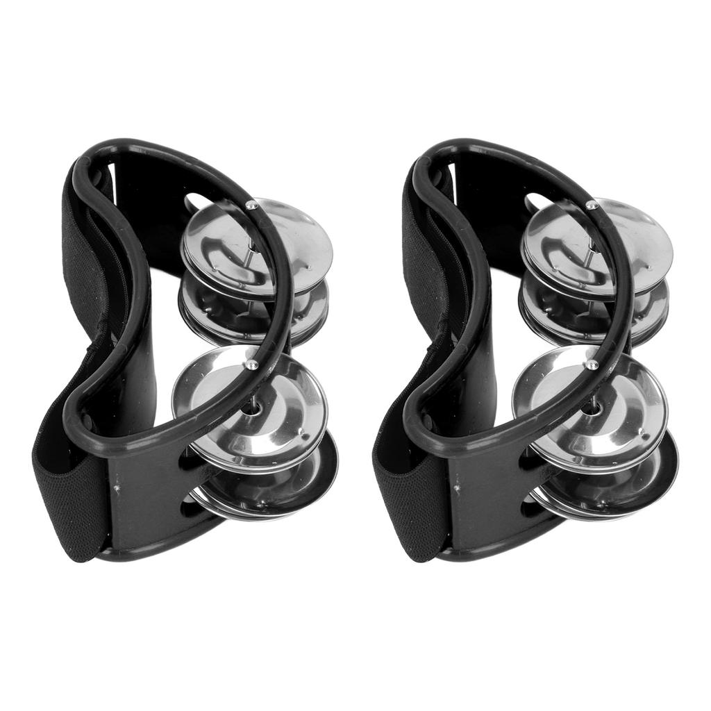 2PCS Foot Tambourine Percussion Musical Instrument Percussion Pedal for Concert Party Black