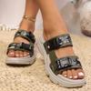 Fashion LazySeal Summer Women Sandals Buckle Design Black White Platform Sandals Comfortable Women Thick Sole Beach Shoes