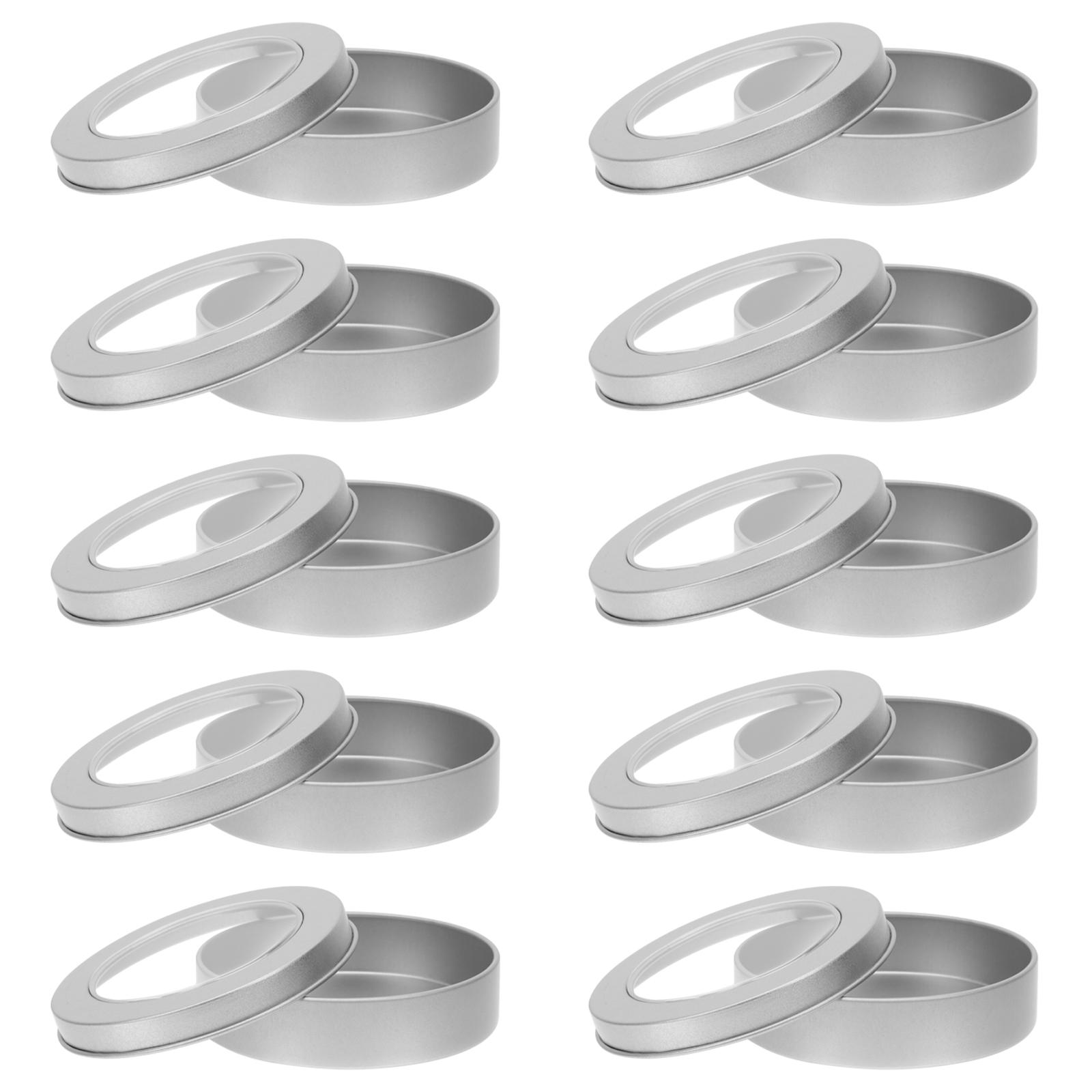 

10 Pcs Sugar Cookie Tin Box Travel Food Containers Candles Round Tinplate Case Suite серебряный