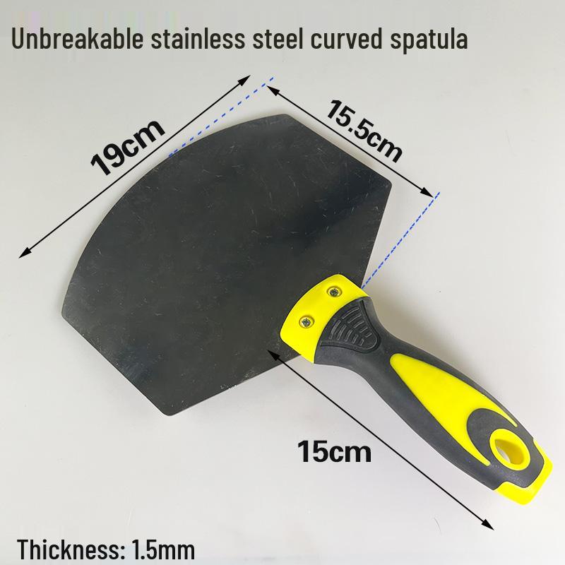 Stainless Steel Gray Curved Fan-Shaped Spatula and Putty Scraper with Thickened Handle - Free Shipping