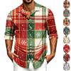 Men's Casual Long Sleeve Christmas Print Shirt for Holiday Party