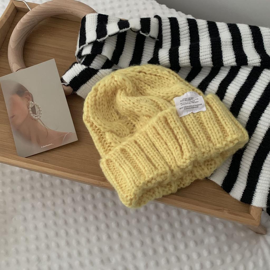 Lovely Stripe Plain Labeling Autumn Letter Knitted Hat Woolen Hat Korean Style Caps Women Beanies