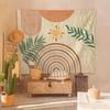 2D Modern Boho Sun Tapestry Rainbow Palm Leaf Home Background Decor