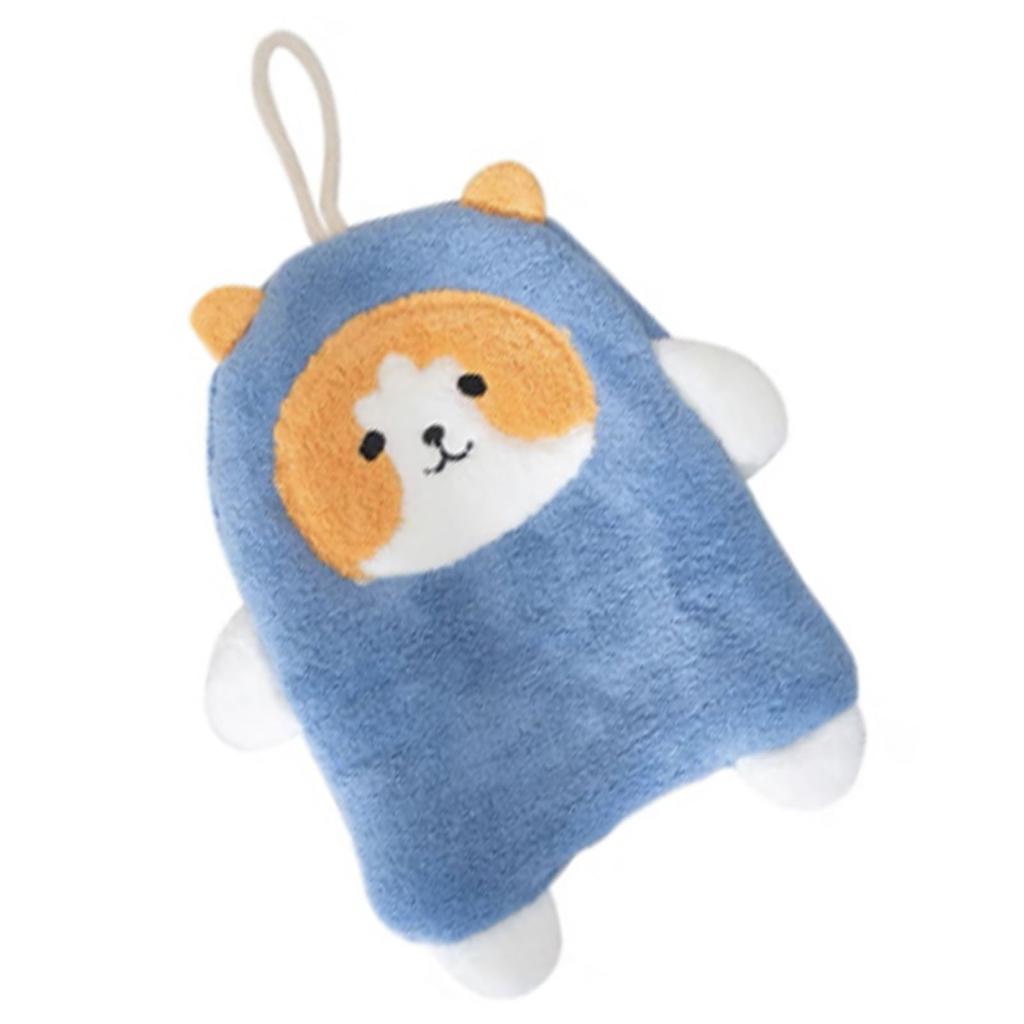 Towel Dog Pattern Coral Fleece Strong Water Absorption Fast Drying Hanging Hand Towel