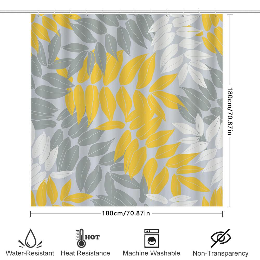 Rideau de douche floral jaune vif gris Décor de salle de bain moderne Pour salles de bain domestiques Hôtels 180 cm X 200 cm