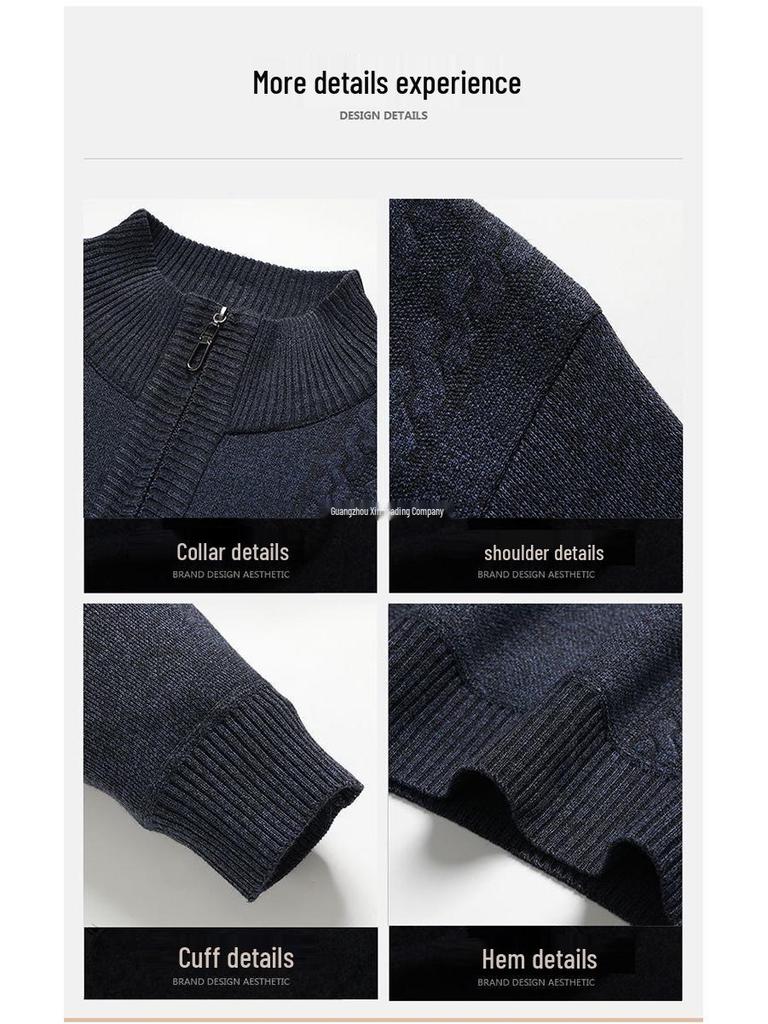 Men's High Neck Half-Zip Fleece Sweater – Trendy, Thick Knitwear for Autumn & Winter