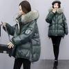 Winter Loose Women Thicken Parker Puffer Overcoat Casual Wear Warm Down Cotton Jacket with Large Fur Collar Hooded Coat