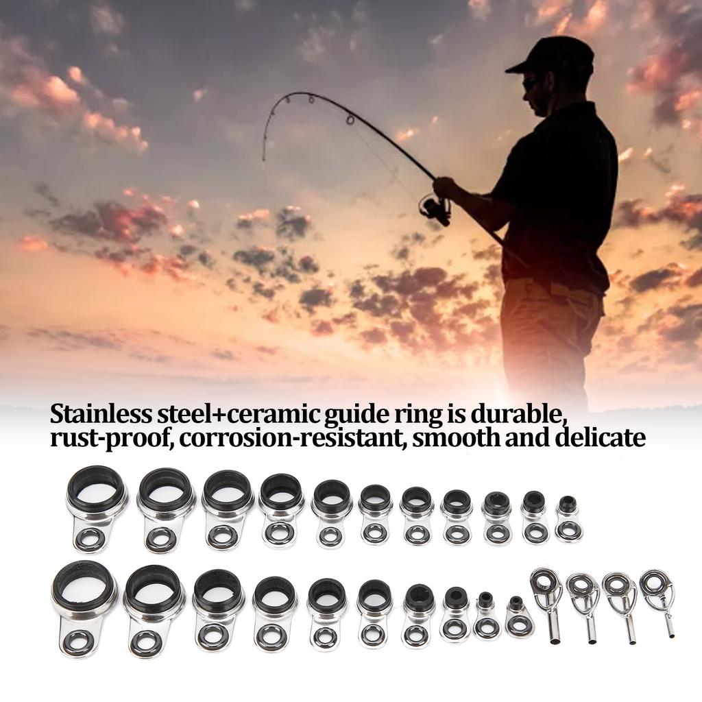 Zestaw 25 w 1 uniwersalny Rock Casting Tackle przelotki wędkarskie pierścienie żyłkowe najlepsze końcówki