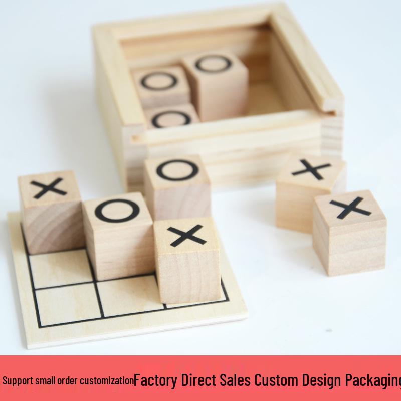 Wooden Tic-Tac-Toe Parent-Child Board Game - Nine Palaces XO with Outdoor Building Blocks Other