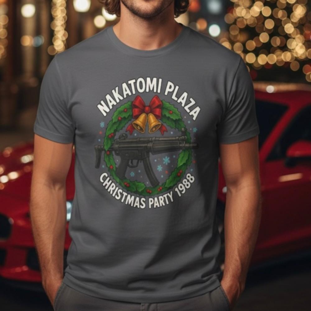 Nakatomi Plaza Christmas Wreath Tee | Christmas 1988 Holiday Tactical Shirt Unisex T-Shirt M