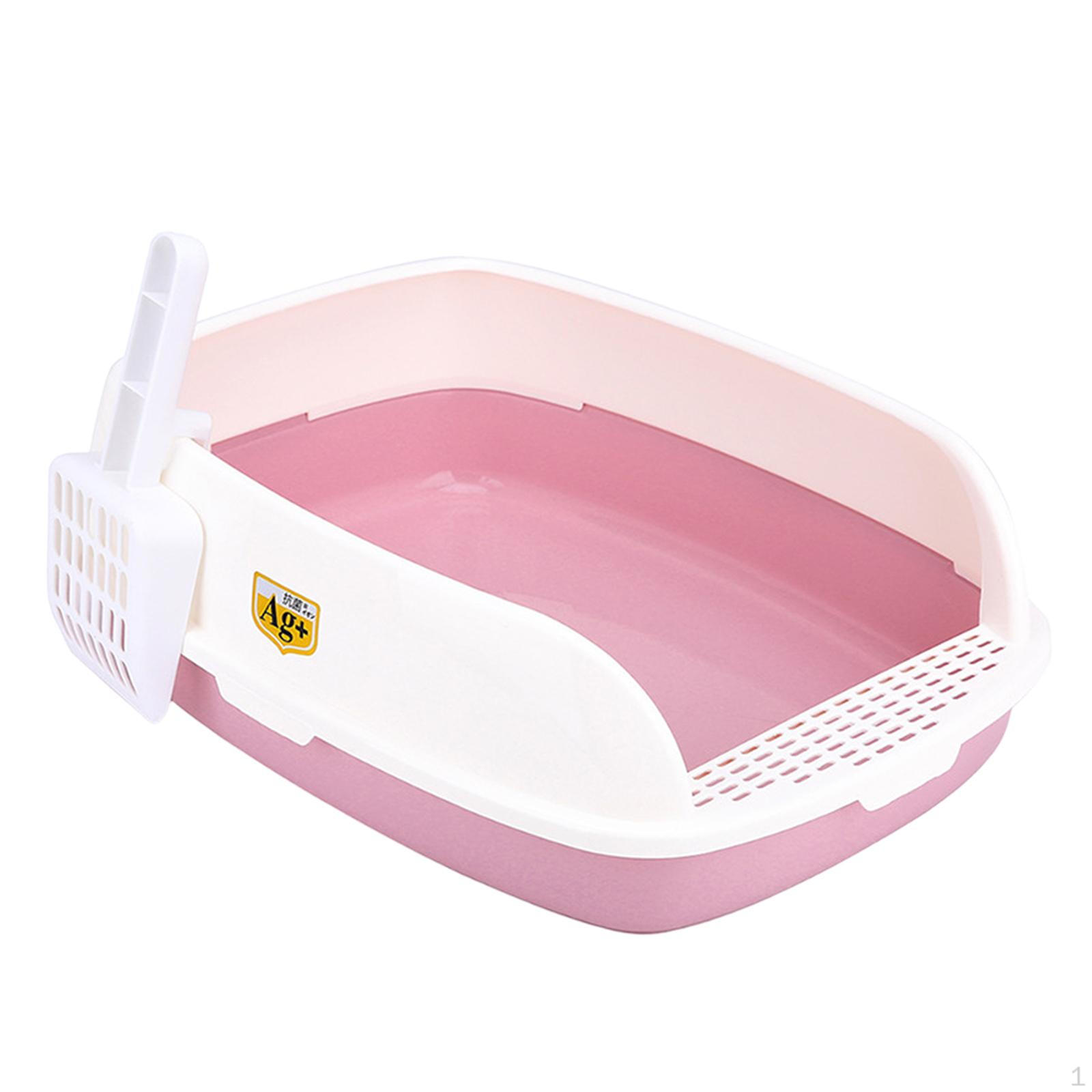 

Cat Litter Box Basin Sandbox High Sided Container for Small Animals Sturdy Detachable рожевий