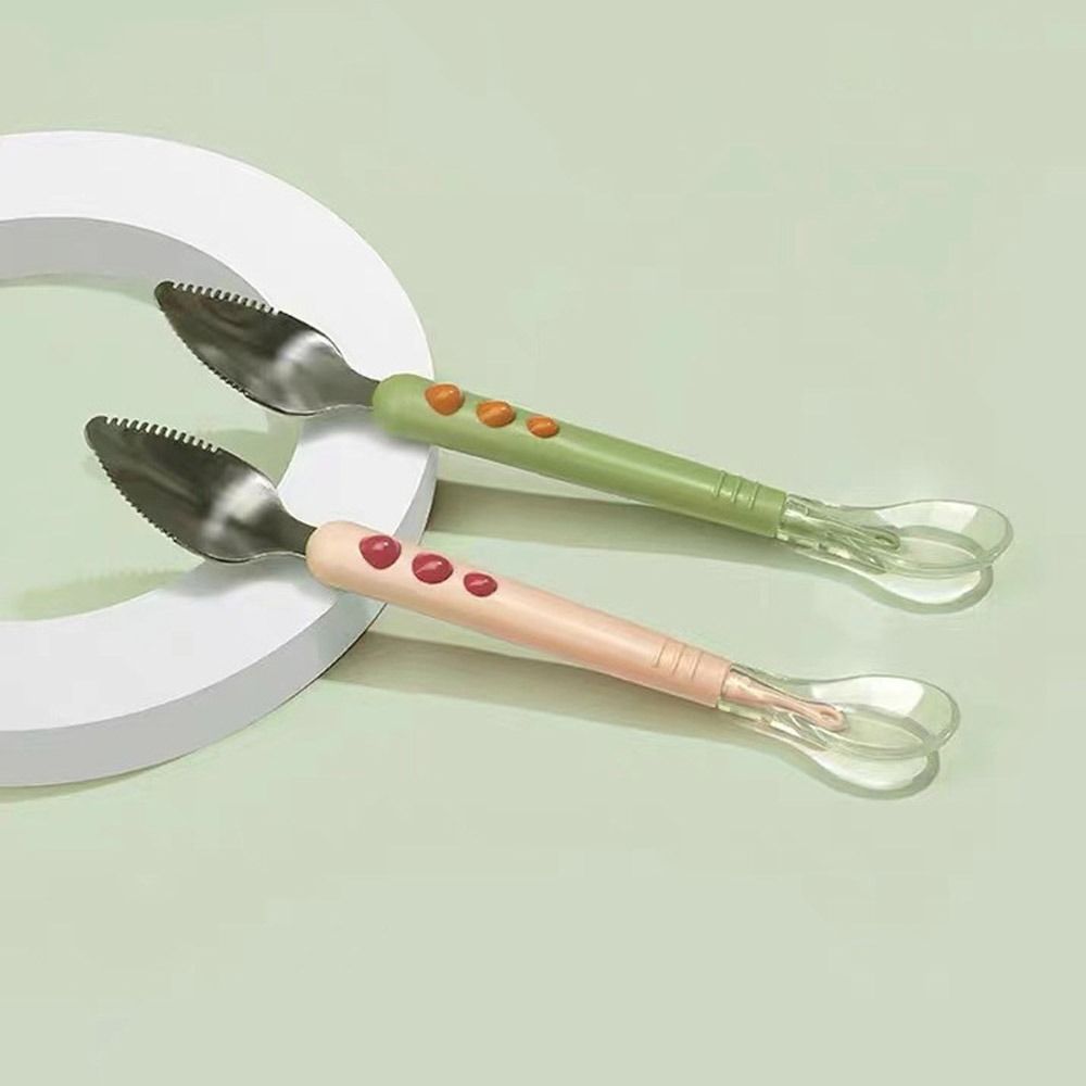 Double-Ended Fruit Puree Spoon Baby Tableware Fruit Scraper Spoon Portable Feeding Spoon