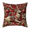 Christmas Pillow Cover 18x18 Inch Santa Reindeer Cushion Cover with Hidden Zipper Tree Snowman