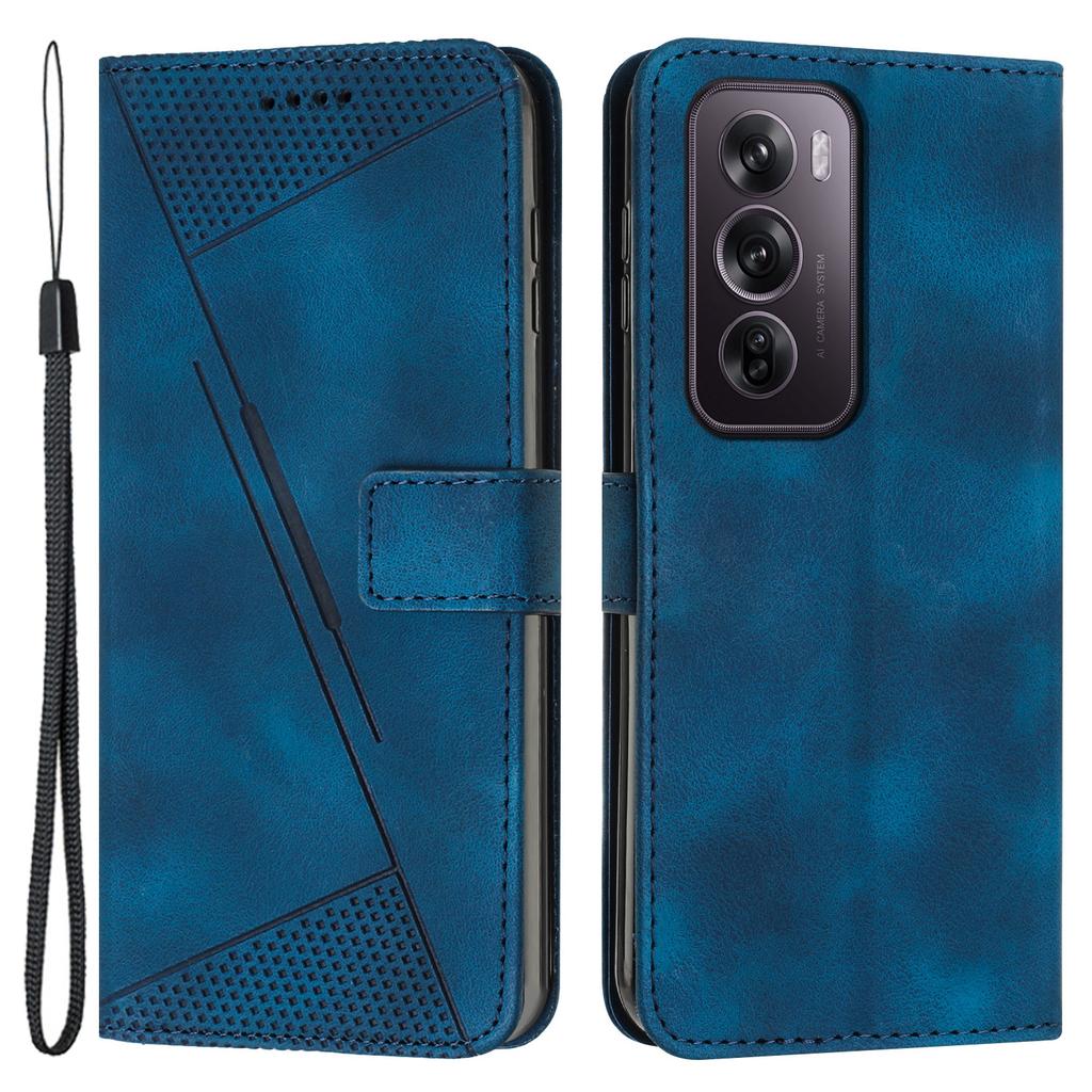 For Oppo Reno12 Pro 5G (Global) Case Triangle Leather Phone Cover Wallet with Credit Card Holder