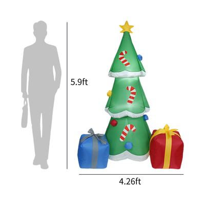 Árvore de Natal inflável de Natal de 6 pés com caixas de presente em forma de LED Explodir adereços infláveis de Natal com