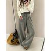 2025 Spring European Style Striped Wide-Leg Plus Size Women's Casual Floor-Length Pants