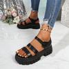 Women's Open-Toe Platform Slide Sandals With Buckle Strap, Comfortable Thick-Soled Footwear, Available In Large Sizes.
