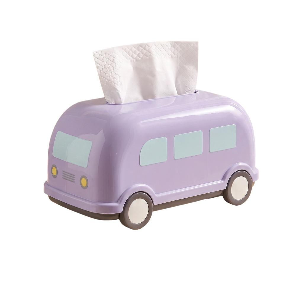 Large Capacity Bus Tissue Box Retro Spring-Loaded Cartoon Napkin Dispenser Wide Mouth Creative Tissue Storage Case Office