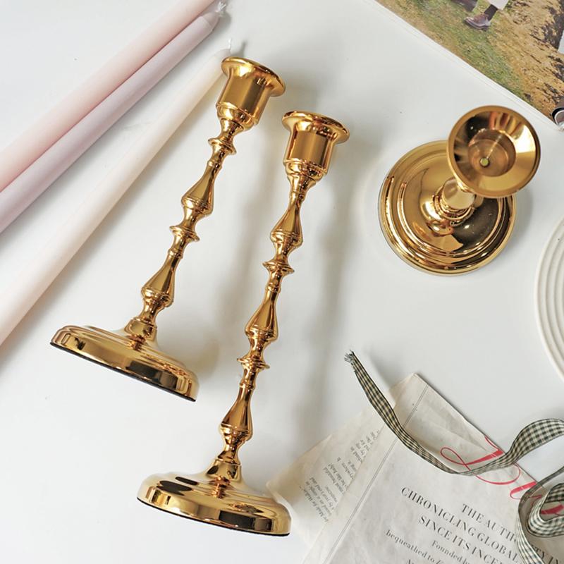 Vintage Messing Kandelaars Set van 3 Vierkante Basis Kaarsenhouders Home Tafelblad Bruiloftsfeest Decor Ornament