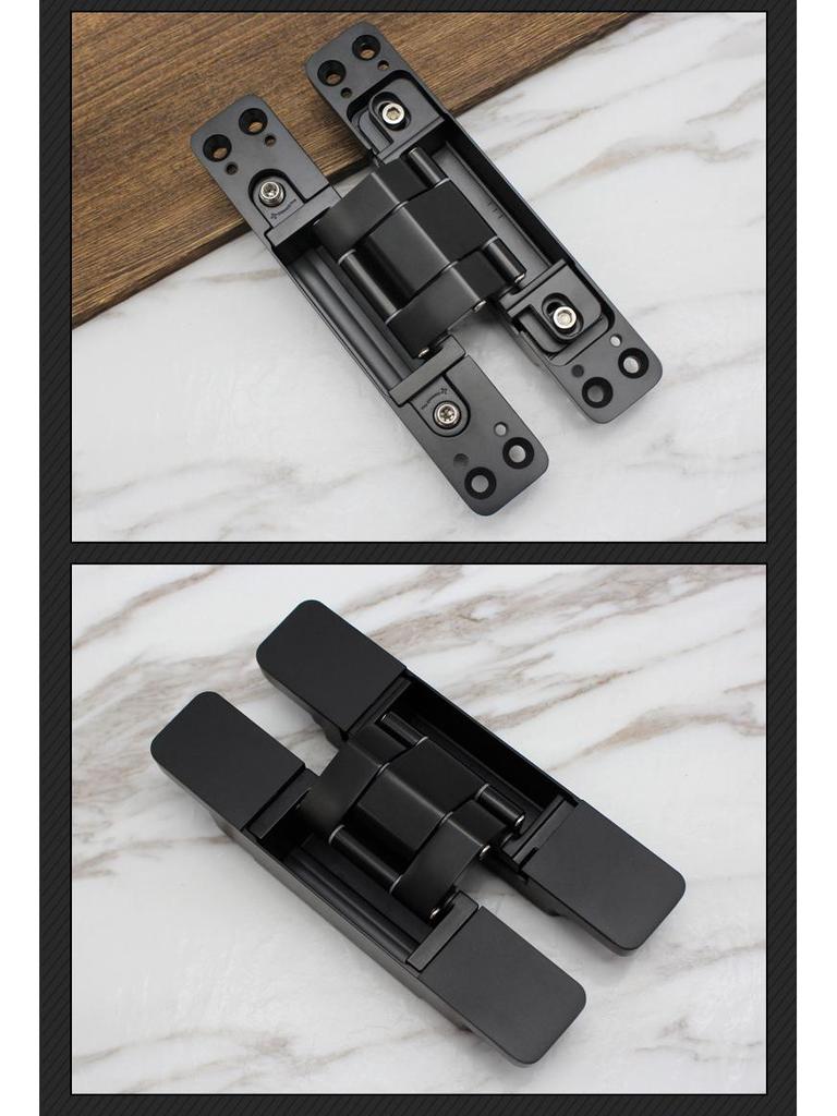 Black Zinc Alloy 3D Adjustable Concealed Hinge for Wooden Folding Doors