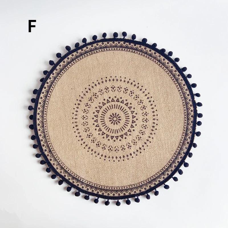 1PC Round Flower Print Table Placemat Nordic Style Non-slip Placemat Heat Insulation Furniture Decoration Mat Coffee Cup Mats LS