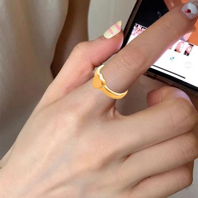 Retro Ring Pure Color Polished Titanium Steel Heart Surface Knuckle Ring Simple Style Multi Sizes Anti-Rust Thumb Ring Lightweight Finger Jewelry