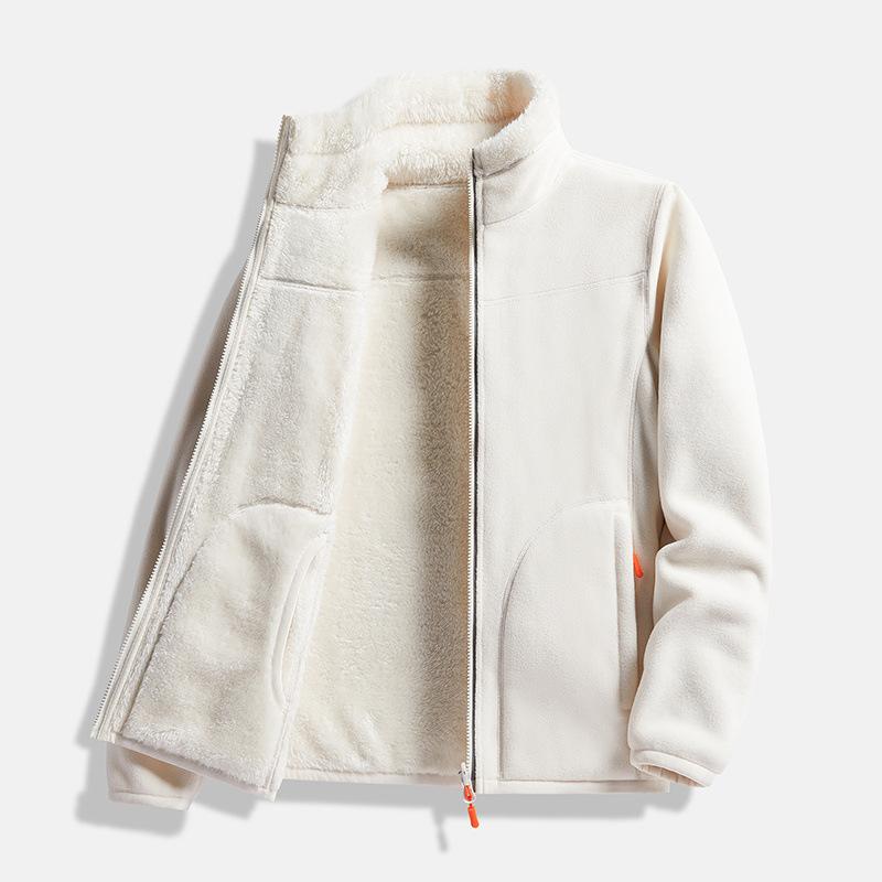 Paar Fleecejacke Damen Herren Doppelseitig Dick Korallenfleece Strickjacke Oberteil