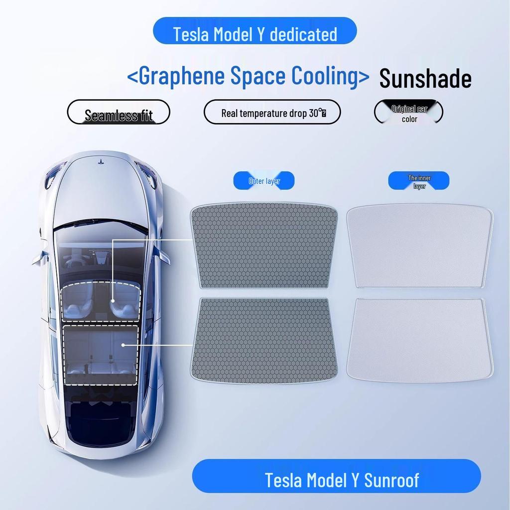 Tesla Model Y/3 Schiebedach & Windschutzscheiben-Sonnenschutz: Wärmedämmungszubehör.