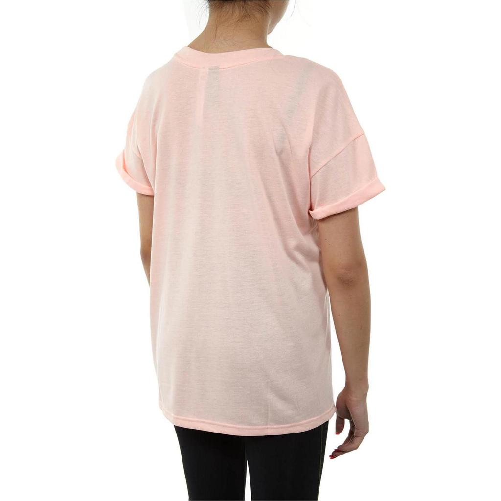 Adidas Solid Logo Print Front Split Short Sleeve T-Shirt Women tops Coral DX0440