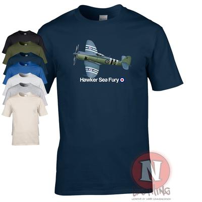 Hawker Sea Fury Fighter Avions T-Shirt Grande-Bretagne Flotte Armée de l'Air WW2